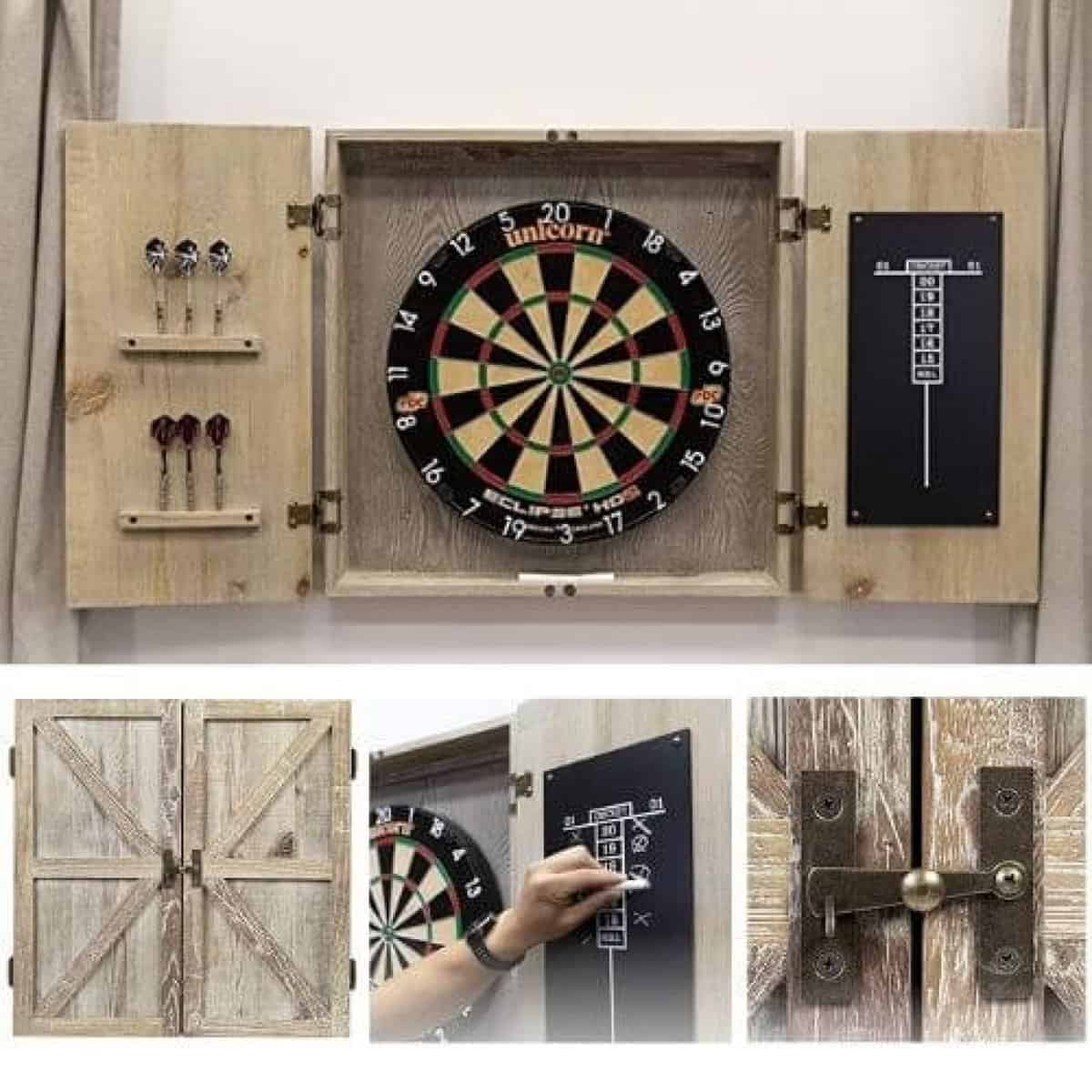 Ensemble de flechettes World Master de 18 pouces avec armoire en bois