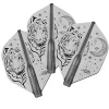 Trois ailettes de fléchettes cosmo darts avec un dessin tigre
